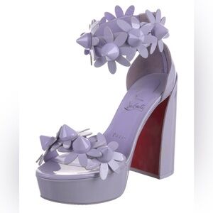 Christian Louboutin Daisy Lavender lilac Floral Platform Heels